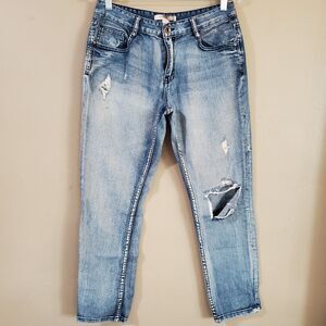Forever 21 Contemporary Womens Jeans Size 27 Acid Wash Distressed Tapered